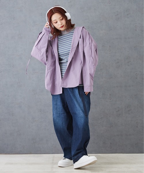 CUBE SUGAR（キューブシュガー）の「フード付きワイドシャツ（シャツ/ブラウス・レディース・イエロー/パープル/ブラック・M）」の19枚目の写真