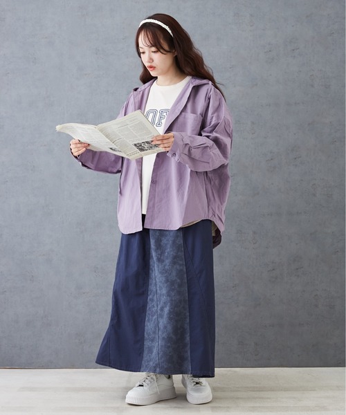 CUBE SUGAR（キューブシュガー）の「フード付きワイドシャツ（シャツ/ブラウス・レディース・イエロー/パープル/ブラック・M）」の20枚目の写真