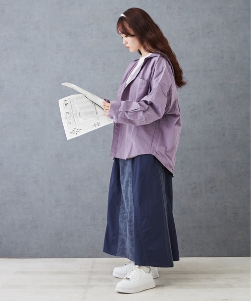 CUBE SUGAR（キューブシュガー）の「フード付きワイドシャツ（シャツ/ブラウス・レディース・イエロー/パープル/ブラック・M）」の21枚目の写真