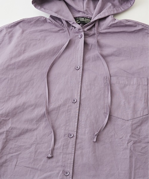 CUBE SUGAR（キューブシュガー）の「フード付きワイドシャツ（シャツ/ブラウス・レディース・イエロー/パープル/ブラック・M）」の15枚目の写真