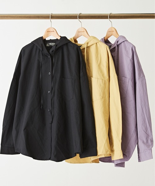 CUBE SUGAR（キューブシュガー）の「フード付きワイドシャツ（シャツ/ブラウス・レディース・イエロー/パープル/ブラック・M）」の9枚目の写真