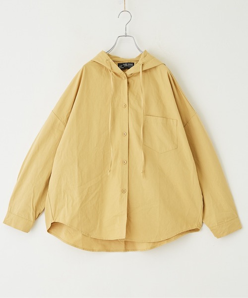 CUBE SUGAR（キューブシュガー）の「フード付きワイドシャツ（シャツ/ブラウス・レディース・イエロー/パープル/ブラック・M）」の4枚目の写真