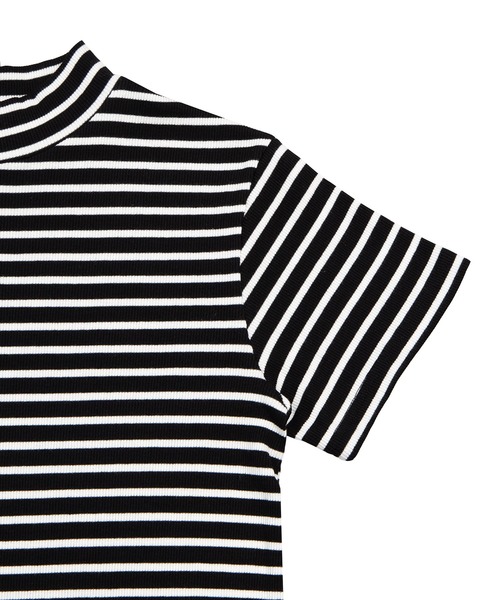 PUNYUS（プニュズ）の「ボーダーハイネックリブＴシャツ（Tシャツ/カットソー・レディース・ホワイト/グリーン/ブラック・1/4/3/2）」の9枚目の写真