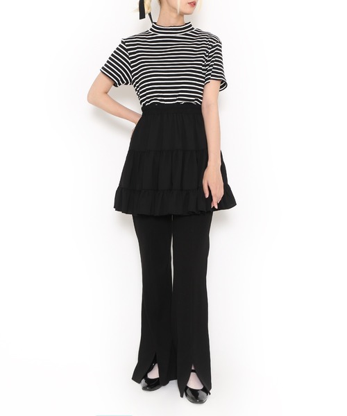 PUNYUS（プニュズ）の「ボーダーハイネックリブＴシャツ（Tシャツ/カットソー・レディース・ホワイト/グリーン/ブラック・1/4/3/2）」の20枚目の写真