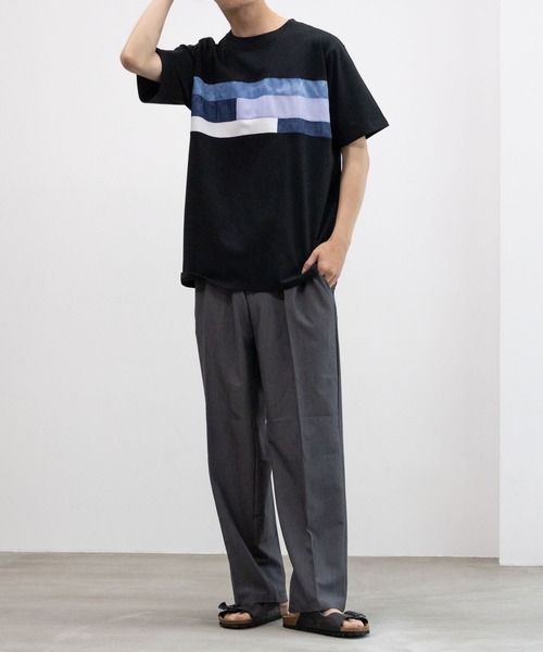 NAVY（ネイビー）の「ブロック&パネル切り替えデザイン T-SHIRT（Tシャツ/カットソー・メンズ・ホワイト系1/ホワイト系2/ブラック系1/ブラック系2/ネイビー系1/ネイビー系2・M/L/XL）」の9枚目の写真
