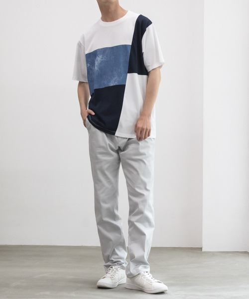 NAVY（ネイビー）の「ブロック&パネル切り替えデザイン T-SHIRT（Tシャツ/カットソー・メンズ・ホワイト系1/ホワイト系2/ブラック系1/ブラック系2/ネイビー系1/ネイビー系2・M/L/XL）」の8枚目の写真