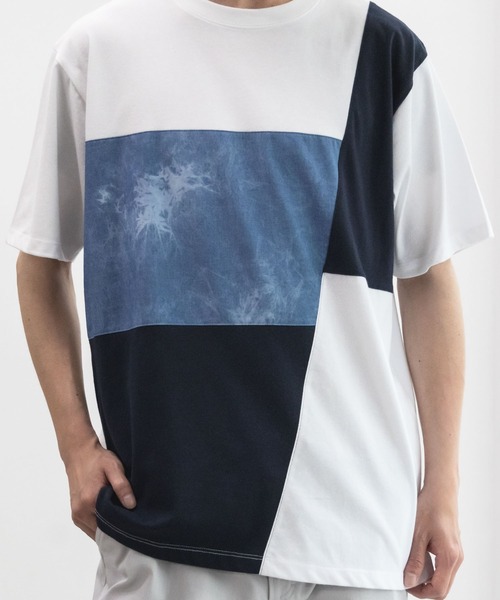 NAVY（ネイビー）の「ブロック&パネル切り替えデザイン T-SHIRT（Tシャツ/カットソー・メンズ・ホワイト系1/ホワイト系2/ブラック系1/ブラック系2/ネイビー系1/ネイビー系2・M/L/XL）」の20枚目の写真