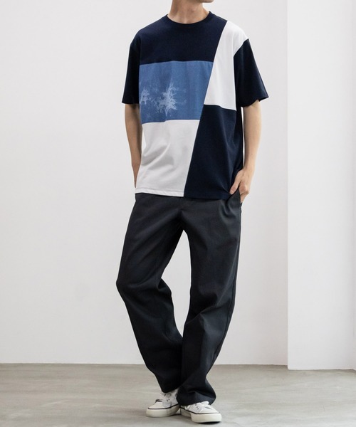 NAVY（ネイビー）の「ブロック&パネル切り替えデザイン T-SHIRT（Tシャツ/カットソー・メンズ・ホワイト系1/ホワイト系2/ブラック系1/ブラック系2/ネイビー系1/ネイビー系2・M/L/XL）」の12枚目の写真