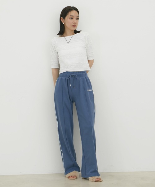 VIS(ビス)の「【洗える】ポコポコジャガードTシャツ(Tシャツ/カットソー・レディース・ブラック/ホワイト・FREE)」の4枚目の写真