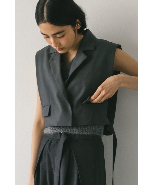 STYLEMIXER（スタイルミキサー）の「テーラードベスト（ベスト・レディース・ブラック/グレー・FREE）」の2枚目の写真