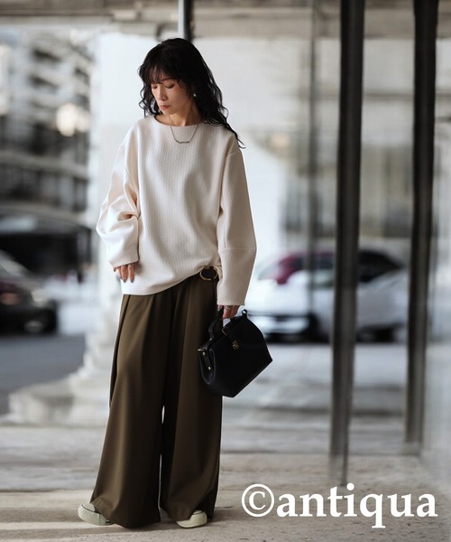 antiqua(アンティカ)の「コクーントップス(Tシャツ/カットソー・レディース・ブラック/オフホワイト/ダークグレー・R/P)」の7枚目の写真