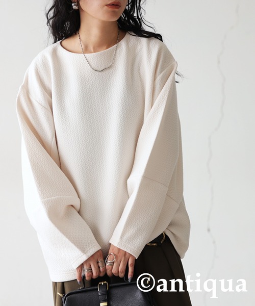antiqua(アンティカ)の「コクーントップス(Tシャツ/カットソー・レディース・ブラック/オフホワイト/ダークグレー・R/P)」の5枚目の写真