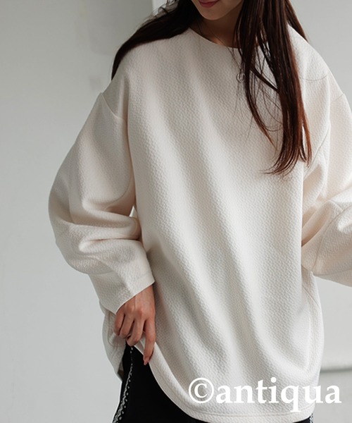 antiqua(アンティカ)の「コクーントップス(Tシャツ/カットソー・レディース・ブラック/オフホワイト/ダークグレー・R/P)」の10枚目の写真