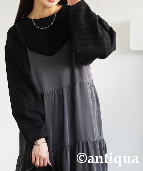 antiqua(アンティカ)の「コクーントップス(Tシャツ/カットソー・レディース・ブラック/オフホワイト/ダークグレー・R/P)」の16枚目の写真