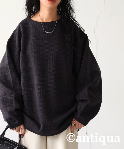 antiqua(アンティカ)の「コクーントップス(Tシャツ/カットソー・レディース・ブラック/オフホワイト/ダークグレー・R/P)」の18枚目の写真