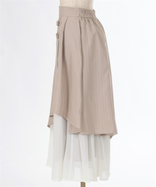 axes femme（アクシーズファム）の「シフォン切替ストライプスカート（スカート・レディース・ベージュ/ネイビー/ダークグリーン・FREE）」の11枚目の写真