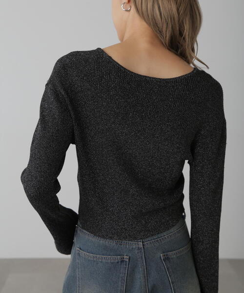 FREE'S MART（フリーズマート）の「◆Vネックラメリブニットカーディガン（ニット/セーター・レディース・ブラック/ベージュ/レッド/グレー・FREE）」の9枚目の写真