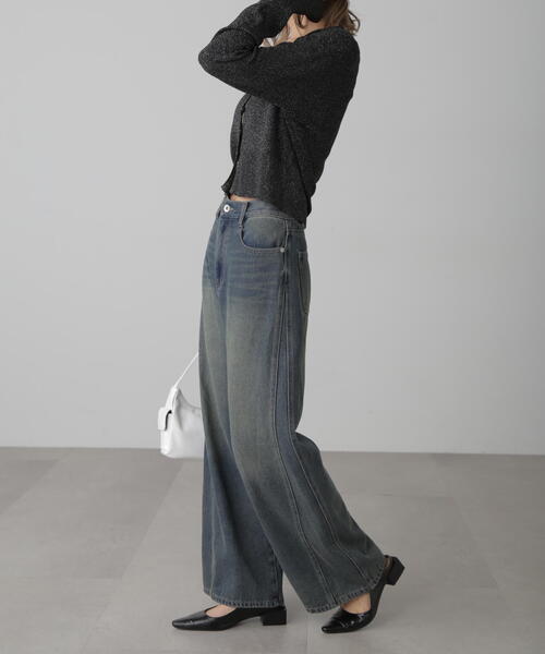 FREE'S MART（フリーズマート）の「◆Vネックラメリブニットカーディガン（ニット/セーター・レディース・ブラック/ベージュ/レッド/グレー・FREE）」の11枚目の写真