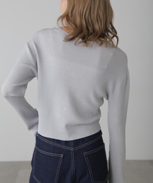 FREE'S MART（フリーズマート）の「◆Vネックラメリブニットカーディガン（ニット/セーター・レディース・ブラック/ベージュ/レッド/グレー・FREE）」の19枚目の写真