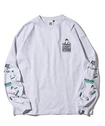VISION STREET WEAR（ヴィジョンストリートウェア）の「【VISION STREET WEAR】オリジナルグラフィック ゴーストイラストプリントTシャツ / 袖プリントロンT（Tシャツ/カットソー・メンズ）」