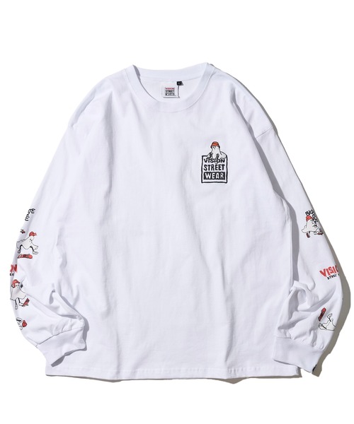 VISION STREET WEAR（ヴィジョンストリートウェア）の「【VISION STREET WEAR】オリジナルグラフィック ゴーストイラストプリントTシャツ / 袖プリントロンT（Tシャツ/カットソー・レディース・ブラック/ホワイト/ライトグレー・MEDIUM/LARGE/X-LARGE）」の7枚目の写真