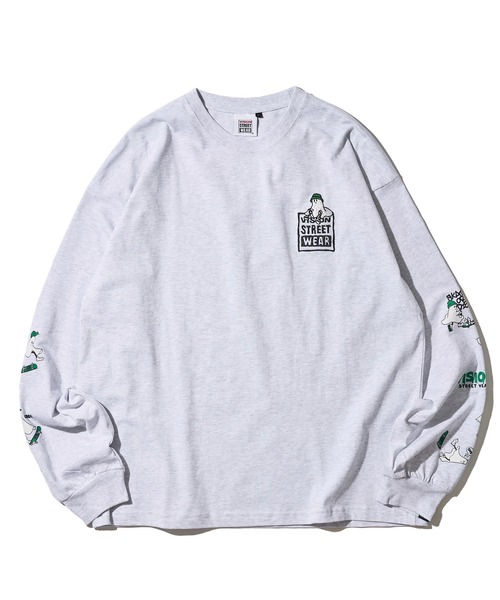 VISION STREET WEAR（ヴィジョンストリートウェア）の「【VISION STREET WEAR】オリジナルグラフィック ゴーストイラストプリントTシャツ / 袖プリントロンT（Tシャツ/カットソー・レディース・ブラック/ホワイト/ライトグレー・MEDIUM/LARGE/X-LARGE）」の11枚目の写真