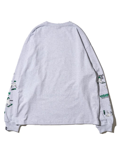 VISION STREET WEAR（ヴィジョンストリートウェア）の「【VISION STREET WEAR】オリジナルグラフィック ゴーストイラストプリントTシャツ / 袖プリントロンT（Tシャツ/カットソー・レディース・ブラック/ホワイト/ライトグレー・MEDIUM/LARGE/X-LARGE）」の4枚目の写真