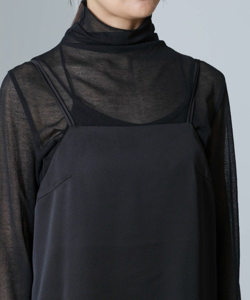 NANO universe（ナノユニバース）の「レース切り替えサテンキャミワンピース（ワンピース・レディース・ブラック/モカ・FREE）」の20枚目の写真