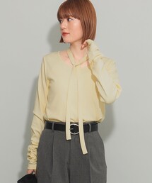 Ray BEAMS | ボウタイ ギャザー スリーブ Tシャツ(Tシャツ/カットソー)