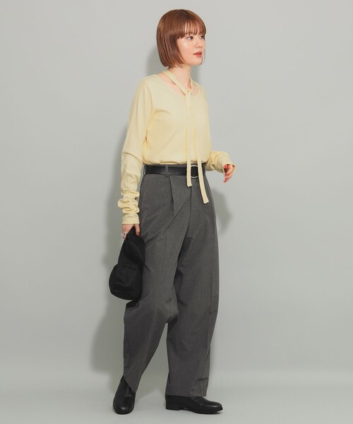 Ray BEAMS(レイビームス)の「ボウタイ ギャザー スリーブ Tシャツ(Tシャツ/カットソー・レディース・ホワイト系その他6/グリーン系その他2・ONE SIZE)」の4枚目の写真