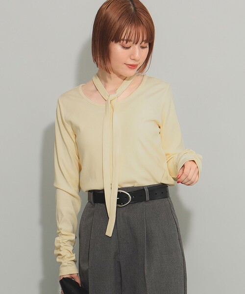 Ray BEAMS(レイビームス)の「ボウタイ ギャザー スリーブ Tシャツ(Tシャツ/カットソー・レディース・ホワイト系その他6/グリーン系その他2・ONE SIZE)」の6枚目の写真