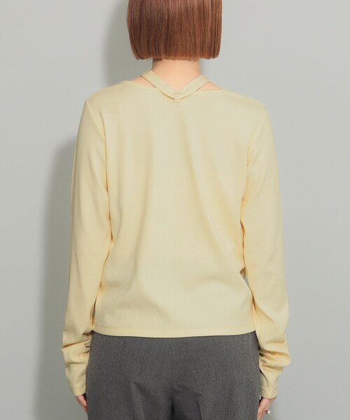 レイ　ビームス　ボウタイ　ギャザー　スリーブ tシャツ　リボン Ray BEAMS（レイビームス）の「ボウタイ ギャザー スリーブ T