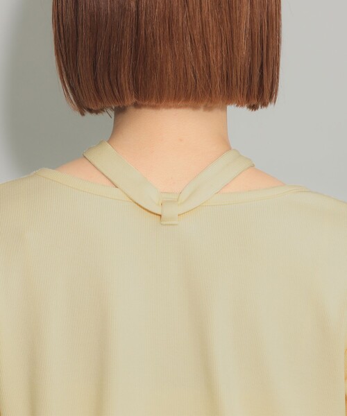 レイ　ビームス　ボウタイ　ギャザー　スリーブ tシャツ　リボン Ray BEAMS（レイビームス）の「ボウタイ ギャザー スリーブ T