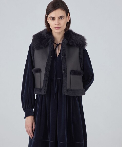 ベスト ジレ ナッパランムートン リムーバルカラージレ レディース TOMORROWLAND collection ベスト ジレ ナッパランムートン