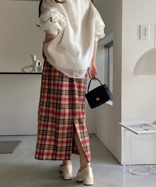 PALAVA スカート　Ada NavyWoodland 新品 セール】チェック ロングスカート（スカート）｜Ada.（エイダ