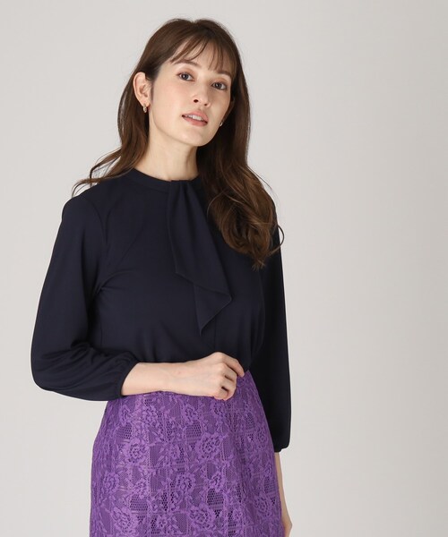 ブラウス シャツ 「洗える／日本製」一枚着、ジャケットインにもジャージ素材のブラウス見えトップス レディース セール】【洗える／日本製】一枚着、ジャケットインにも