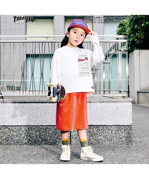 F.O.KIDS（エフオーキッズ）の「サイドラインベロアスカート（スカート・キッズ・ブラック/オレンジ/グリーン・80/90/100/110/120/130/140）」の5枚目の写真