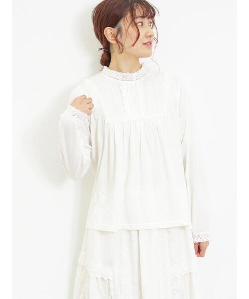 Samansa Mos2（サマンサ モスモス）の「レーススタンドネックカットソー（Tシャツ/カットソー・レディース・オフホワイト/ベージュ/ブラック・F）」の15枚目の写真