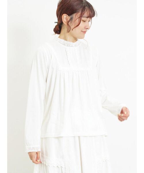 Samansa Mos2（サマンサ モスモス）の「レーススタンドネックカットソー（Tシャツ/カットソー・レディース・オフホワイト/ベージュ/ブラック・F）」の14枚目の写真