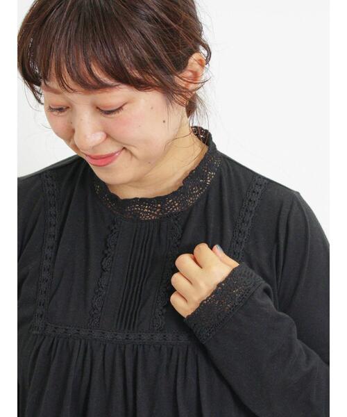 Samansa Mos2（サマンサ モスモス）の「レーススタンドネックカットソー（Tシャツ/カットソー・レディース・オフホワイト/ベージュ/ブラック・F）」の13枚目の写真