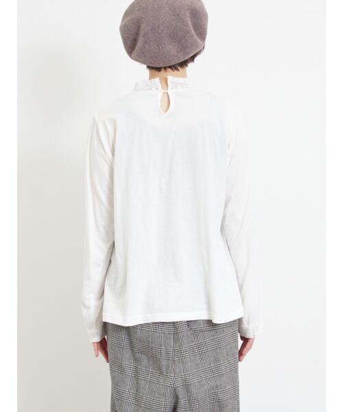 Samansa Mos2（サマンサ モスモス）の「レーススタンドネックカットソー（Tシャツ/カットソー・レディース・オフホワイト/ベージュ/ブラック・F）」の9枚目の写真