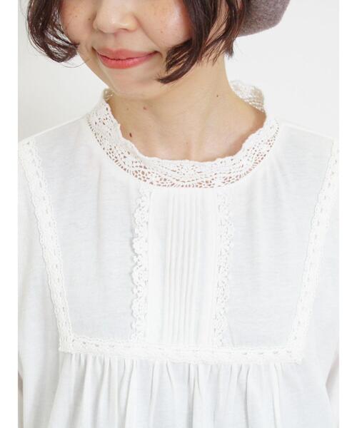 Samansa Mos2（サマンサ モスモス）の「レーススタンドネックカットソー（Tシャツ/カットソー・レディース・オフホワイト/ベージュ/ブラック・F）」の7枚目の写真