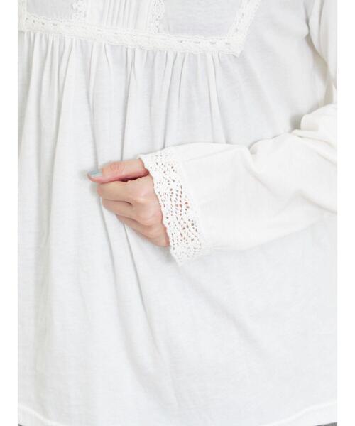 Samansa Mos2（サマンサ モスモス）の「レーススタンドネックカットソー（Tシャツ/カットソー・レディース・オフホワイト/ベージュ/ブラック・F）」の5枚目の写真