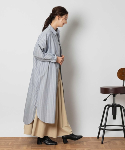 Right-on（ライトオン）の「シャツワンピース（シャツワンピース・レディース・ブルー/ホワイト・M/L/XL）」の13枚目の写真