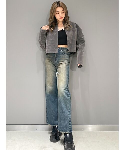 GYDA（ジェイダ）の「フェイクスウェードエンボスブルゾン（ブルゾン・レディース・チャコールグレー/アイボリー・FREE）」の12枚目の写真