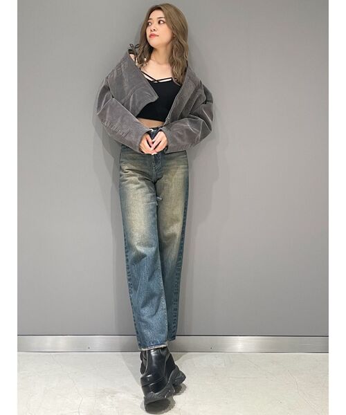 GYDA（ジェイダ）の「フェイクスウェードエンボスブルゾン（ブルゾン・レディース・チャコールグレー/アイボリー・FREE）」の14枚目の写真