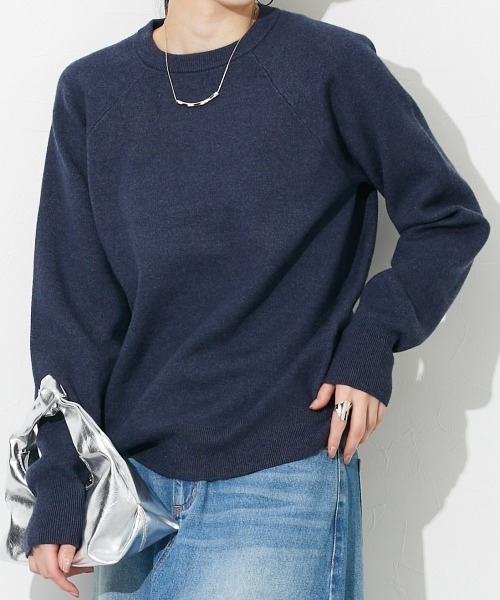 slattgir(スラットジール)の「高身長 スウェットライク ラグランプルオーバーニット(トールサイズ)(ニット/セーター・レディース・ブラック/杢グレー/パープル系/ネイビー系/モカ/オートミール・M/L/LL/3L)」の5枚目の写真