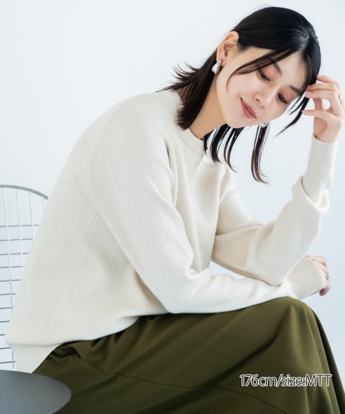 slattgir(スラットジール)の「高身長 スウェットライク ラグランプルオーバーニット(トールサイズ)(ニット/セーター・レディース・ブラック/杢グレー/パープル系/ネイビー系/モカ/オートミール・M/L/LL/3L)」の4枚目の写真