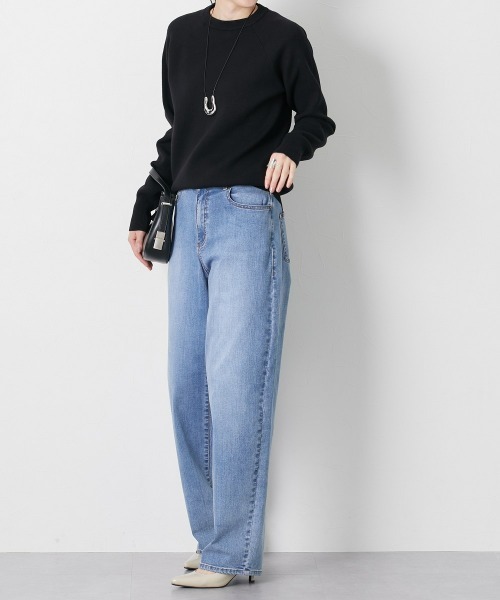 slattgir(スラットジール)の「高身長 スウェットライク ラグランプルオーバーニット(トールサイズ)(ニット/セーター・レディース・ブラック/杢グレー/パープル系/ネイビー系/モカ/オートミール・M/L/LL/3L)」の7枚目の写真