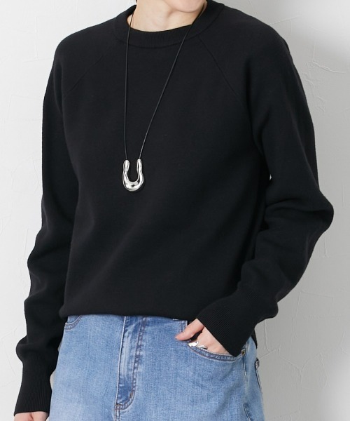 slattgir(スラットジール)の「高身長 スウェットライク ラグランプルオーバーニット(トールサイズ)(ニット/セーター・レディース・ブラック/杢グレー/パープル系/ネイビー系/モカ/オートミール・M/L/LL/3L)」の8枚目の写真